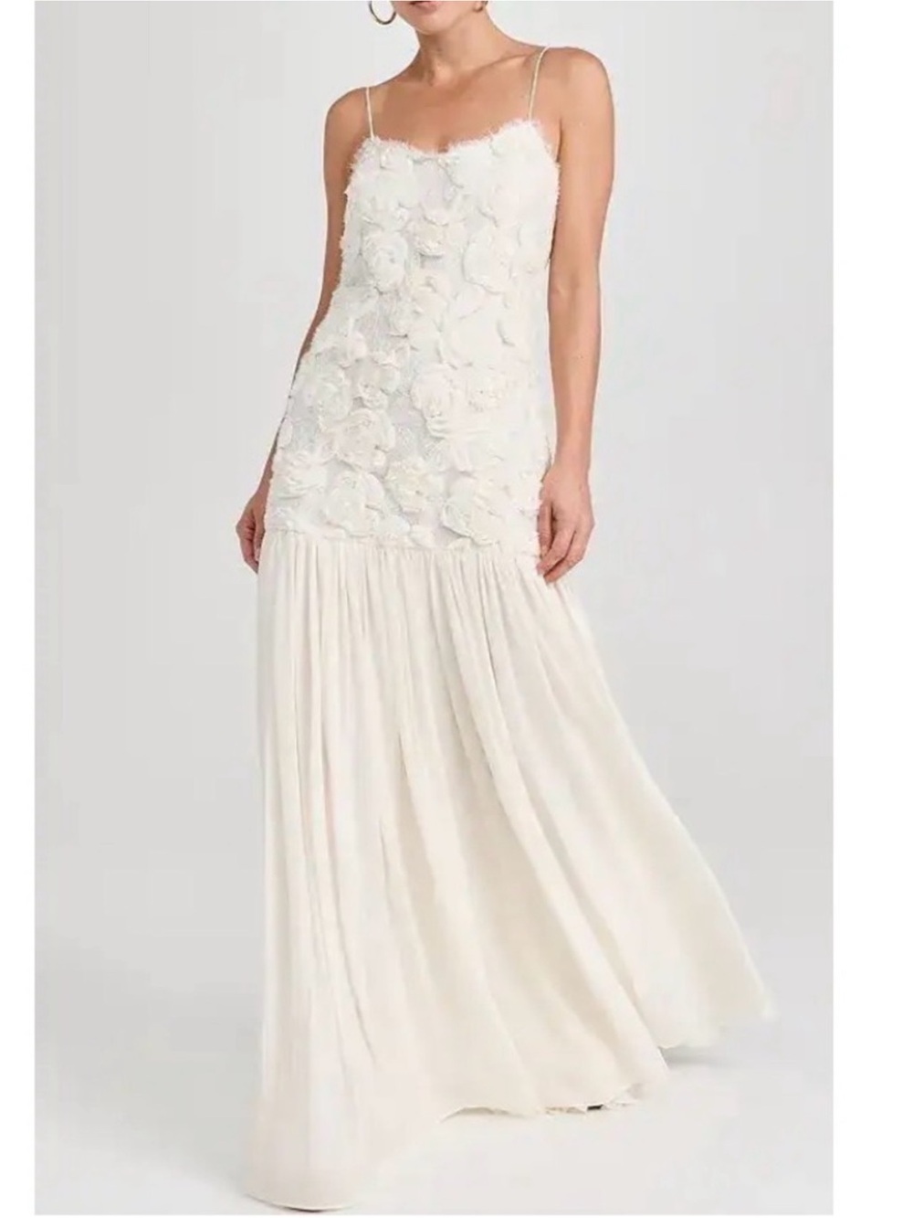 Alexis Natalina White Bridal Floral Applique Dress Small